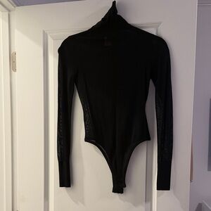 Black JLUXLABEL Sheer Long Sleeve Bodysuit